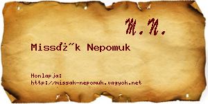 Missák Nepomuk névjegykártya